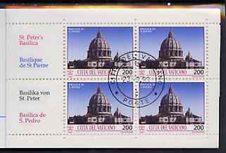 Vatican City 1993 Architectural Treasures 5400L booklet complete with first day cancels, SG SB4, stamps on , stamps on  stamps on buildings    architecture     cathedrals