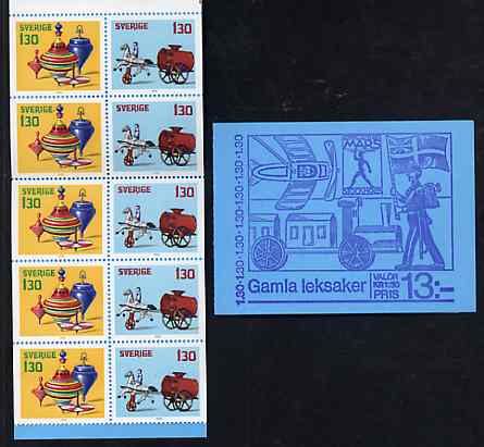 Sweden 1978 Christmas 13k booklet (Old Toys) complete and pristine, SG SB332, stamps on christmas, stamps on toys