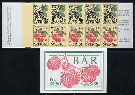 Sweden 1995 Berries 33k50 booklet complete and pristine, stamps on , stamps on  stamps on berries    fruit