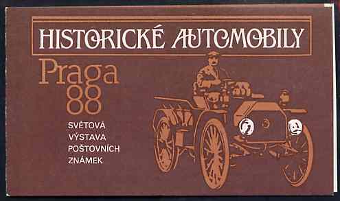 Czechoslovakia 1988 Praga 88 Stamp Exhibition 18kc booklet (Historic Cars) complete and fine, Mi MH1, stamps on cars, stamps on stamp exhibitions