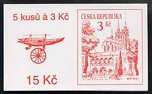 Czech Republic 1994 Brno 15kc booklet (Crocodile on cover) complete and fine containing pane of 5 x Mi 35, stamps on , stamps on  stamps on tourism     crocodile, stamps on  stamps on reptiles