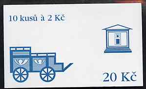 Czech Republic 1993 Usti Nad Labem 20kc booklet (Mailcart on cover) complete and fine containing pane of 10 x Mi 13, stamps on , stamps on  stamps on tourism   mail coaches