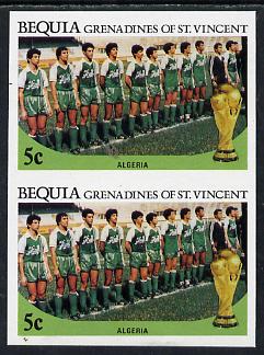 St Vincent - Bequia 1986 World Cup Football 5c (Algerian Team) unmounted mint imperf pair, stamps on football, stamps on sport