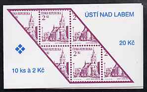 Czech Republic 1993 Usti Nad Labem 20kc booklet (Stamp on cover) complete and fine containing pane of 10 x Mi 13, stamps on , stamps on  stamps on tourism, stamps on stamp on stamp, stamps on  stamps on stamponstamp