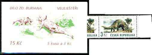 Booklet - Czech Republic 1994 Prehistoric Animals 15kc booklet complete and fine containing pane of 5 x Mi 42, stamps on dinosaurs