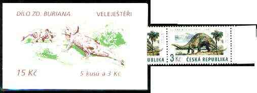 Czech Republic 1994 Prehistoric Animals 15kc booklet complete and fine containing pane of 5 x Mi 42, stamps on , stamps on  stamps on dinosaurs