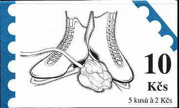Booklet - Czech Republic 1993 Ice Skating Championship 10kc booklet complete and fine containing pane of 5 x Mi 2, stamps on sport     ice skating