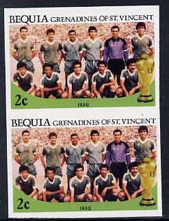 St Vincent - Bequia 1986 World Cup Football 2c (Iraqi Team) unmounted mint imperf pair, stamps on , stamps on  stamps on football, stamps on sport