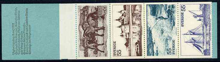 Sweden 1972 Tourism in South East Sweden 5k50 booklet complete and pristine, SG SB271, stamps on horses, stamps on ships, stamps on bridges, stamps on castles, stamps on fishing, stamps on salmon, stamps on compass, stamps on slania