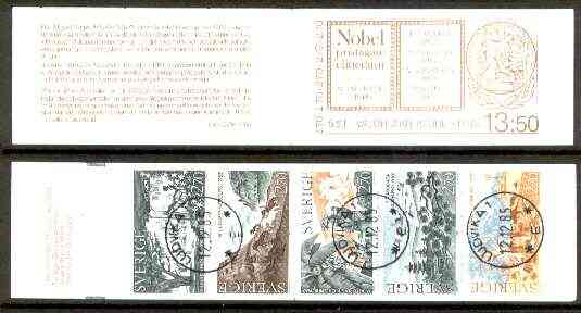 Booklet - Sweden 1985 Nobel Prize Winners for Literature 13k50 booklet complete with first day cancels, SG SB385, stamps on nobel    literature