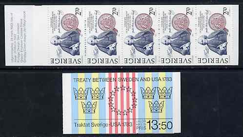 Booklet - Sweden 1983 Sweden - USA Treaty 13k50 booklet complete and pristine, SG SB364, stamps on americana     constitutions, stamps on slania