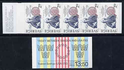 Sweden 1983 Sweden - USA Treaty 13k50 booklet complete and pristine, SG SB364, stamps on americana     constitutions, stamps on slania