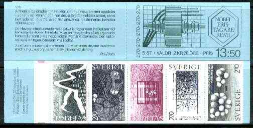 Sweden 1983 Nobel Prize Winners for Chemistry 13k50k booklet complete and pristine, SG SB369, stamps on nobel, stamps on chemistry, stamps on sugar, stamps on atomics, stamps on science