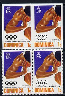 Dominica 1976 Olympic Games 1c (Shot Putt) unmounted mint imperf pair plus normal pair (SG 516var), stamps on sport, stamps on olympics, stamps on shot    