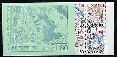 Sweden 1985 Christmas 21k60 booklet (Church Frescoes) complete with cds cancels, SG SB384, stamps on christmas    arts