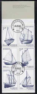 Sweden 1981 Provincial Sailing Ships 9k90 booklet complete with cds cancels, SG SB352, stamps on , stamps on  stamps on ships