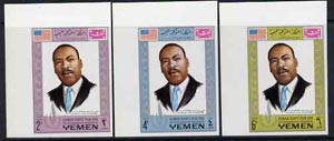 Yemen - Royalist 1968 Human Rights Year the three imperf values showing Martin Luther King unmounted mint (Mi 542, 546 & 550B)*, stamps on , stamps on  stamps on human rights, stamps on personalities, stamps on martin luther king