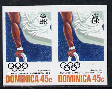 Dominica 1976 Olympic Games 45c (Gymnastics) imperf pair unmounted mint, as SG 519, stamps on sport, stamps on gymnastics, stamps on olympics, stamps on  gym , stamps on gymnastics, stamps on , stamps on  gym , stamps on gymnastics, stamps on 