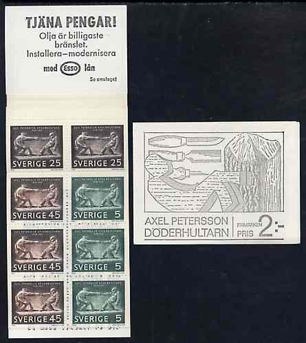 Sweden 1968 Birth Centenary of Axel Petersson 2k booklet complete and very fine, SG SB226, stamps on , stamps on  stamps on carving      crafts