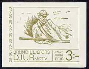 Sweden 1968 Bruno Liljjefor's Fauna Sketches 3k booklet complete and very fine, SG SB227, stamps on , stamps on  stamps on fox    eagle    birds of prey    hare    stoat     gull    birds     dogs, stamps on  stamps on slania, stamps on  stamps on  fox , stamps on  stamps on foxes, stamps on  stamps on  