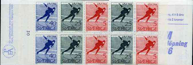 Sweden 1966 Mens Speed Skating Championships 2k booklet complete and very fine, SG SB187, stamps on sport    ice skating, stamps on slania