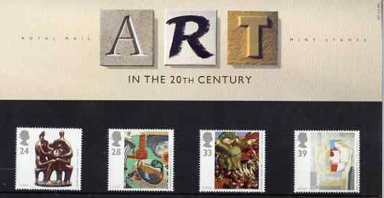 Great Britain 1993 Europa - Contemporary Art set of 4 in official presentation pack SG 1767-70, stamps on arts    europa    sculpture