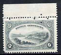 Turkey 1920 Candilli on the River Bosphorus 5pi grey with four-hole diamond security specimen punch from the single file-copy sheet of 100 from the Bradbury Wilkinson sam..., stamps on rivers