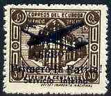 Ecuador 1930s Servicio Interno opt on 30c brown unissued Official stamp without gum with ! instead of full stop after Patria with superb set-off on reverse