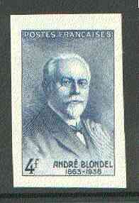 France 1942 Andr8E Blondel (Physicist) unmounted mint imperf single in issued colour, Yv 551, stamps on , stamps on  stamps on physics     science