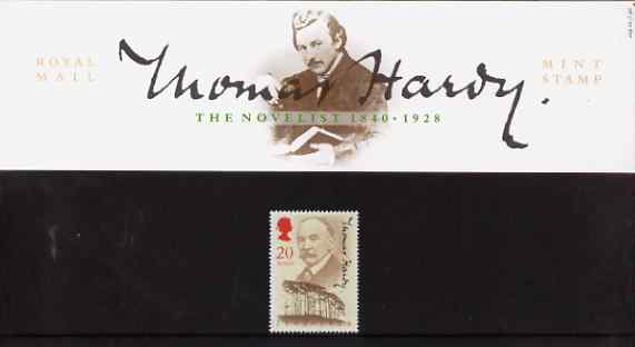 Great Britain 1990 Thomas Hardy 150th Birth Anniversary (Author) in official presentation pack, SG1506, stamps on personalities     literature       books