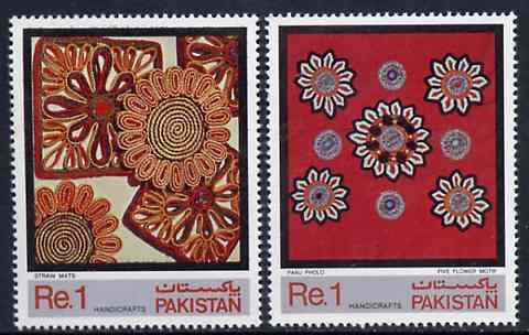 Pakistan 1983 Handicrafts (3rd series) set of 2 unmounted mint, SG 595-96, stamps on crafts, stamps on sewing, stamps on textiles    