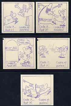 Canada 1979 Post Codes complete set of 5 x $4.25 booklets each depicting code it, post it cartoons (contains SG 869ab) SG SB85, stamps on postal