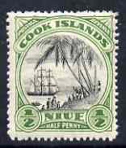 Niue 1944-46 Landing of Captain Cook, 1/2d (multiple wmk) unmounted mint, SG 89*, stamps on ships, stamps on cook, stamps on explorers, stamps on  kg6 , stamps on 