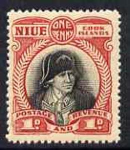 Niue 1944-46 Captain Cook 1d (multiple wmk) unmounted mint, SG 90*, stamps on ships, stamps on cook, stamps on explorers, stamps on  kg6 , stamps on 