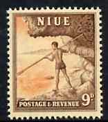 Niue 1950 Spearing Fish 9d from def set unmounted mint, SG 119*, stamps on fishing, stamps on  kg6 , stamps on 