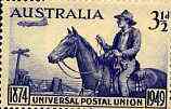 Australia 1949 KG6 75th Anniversary of Universal Postal Union (Postman & Convair Aircraft), unmounted mint SG 232*, stamps on , stamps on  stamps on upu       horse    postman      convair, stamps on  stamps on  upu , stamps on  stamps on  kg6 , stamps on  stamps on , stamps on  stamps on horses