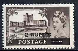 British Postal Agencies in Eastern Arabia 1955 Great Britain Carrickfergus Castles 2r on 2s6d type I unmounted mint, SG 56, stamps on , stamps on  stamps on castles