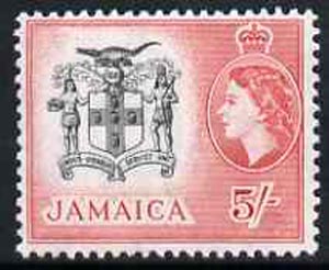 Jamaica 1956 Arms of Jamaica 5s from def set unmounted mint, SG 172*, stamps on , stamps on  stamps on heraldry, stamps on  stamps on arms