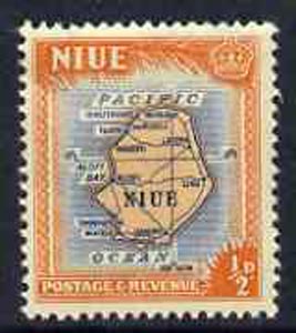 Niue 1950 Map of Niue 1/2d orange & blue from def set, unmounted mint SG 113*, stamps on , stamps on  stamps on ships, stamps on cook, stamps on explorers, stamps on maps, stamps on  stamps on  kg6 , stamps on  stamps on 