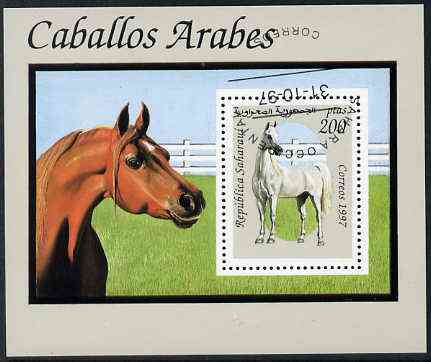 Sahara Republic 1997 Horses perf miniature sheet cto used, stamps on animals     horses