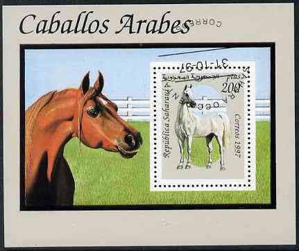 Sahara Republic 1997 Horses perf miniature sheet cto used, stamps on , stamps on  stamps on animals     horses