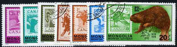 Mongolia 1978 Capex '78' Stamp Exhibition (Stamp on stamps showing Animals & Birds) set of 7, cto used SG 1138-44*, stamps on , stamps on  stamps on stamp on stamp, stamps on stamp exhibitions, stamps on animals    birds, stamps on  stamps on stamponstamp