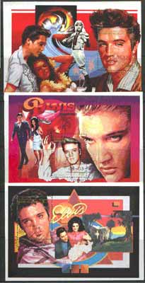 Sahara Republic 1996 Elvis Presley set of three perf miniature sheets cto used, stamps on music, stamps on personalities, stamps on elvis, stamps on films, stamps on cinema, stamps on entertainments     