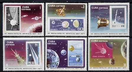 Cuba 1977 Satellite Anniversary complete set of 6 (stamp on Stamp) unmounted mint SG 2365-70, stamps on space, stamps on stamp on stamp, stamps on stamponstamp