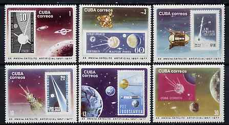 Cuba 1977 Satellite Anniversary complete set of 6 (stamp on Stamp) unmounted mint SG 2365-70, stamps on , stamps on  stamps on space, stamps on stamp on stamp, stamps on  stamps on stamponstamp