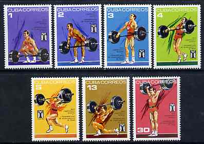 Cuba 1973 Weightlifting Championships complete set of 7 unmounted mint SG 2059-65, stamps on sport    weightlifting