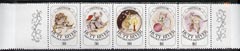 Cinderella - Hutt River Province 1986 Christmas (Australian Animals) unmounted mint strip of 5 ($4.56 face), stamps on christmas    candles     koala bear     kangaroos