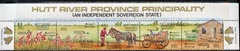 Cinderella - Hutt River Province 1984 Christmas (Santa with Mule cart) unmounted mint strip of 5 ($2.80 face), stamps on christmas    bells    santa         mules