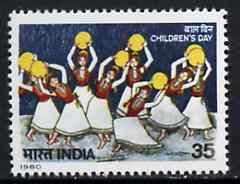 India 1980 Children's Day (Painting of Girls Dancing by Pampa Paul) unmounted mint SG 988*, stamps on , stamps on  stamps on dancing      children    arts