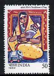 India 1982 Children's Day (Painting of Mother and Child) unmounted mint SG 1060*, stamps on , stamps on  stamps on children    arts